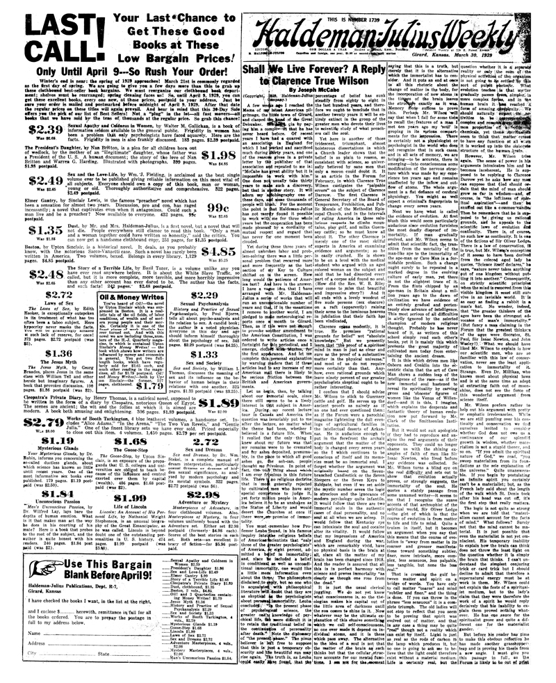 (image for) Haldeman-Julius Weekly, Number 1739, Mar. 30, 1929. - Click Image to Close